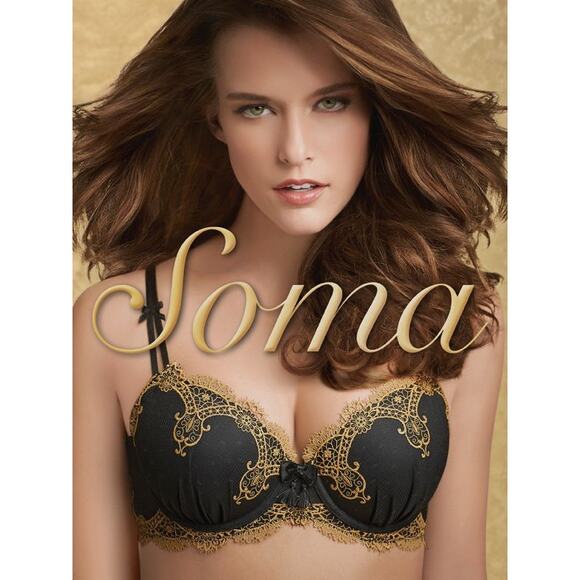 Soma LE Gold Embroidered Decadence Full Coverage Bra Womens 34D Hipster Medium - Picture 10 of 10